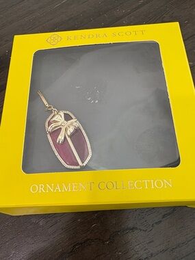 Kendra Scott Pink Stone Ornament Pendant with Gold Bow